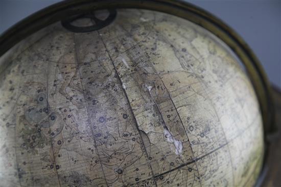 A Carys new celestial 12inch table top model globe, dated 1810, overall height 17in.